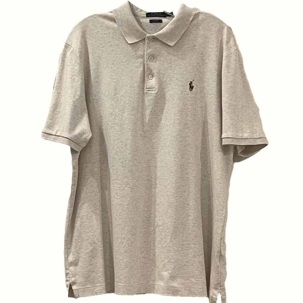 Polo Ralph Lauren Men's Polo Shirt L‎ Cream Heather Classic Fit Multicolor Pony